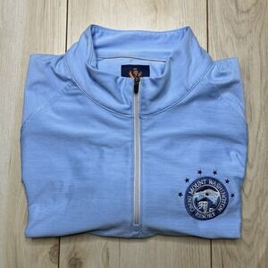 Donald Ross Sport Mens Medium 1/4 Zip Sweater OMNI MOUNT WASHINGTON RESORT Blue